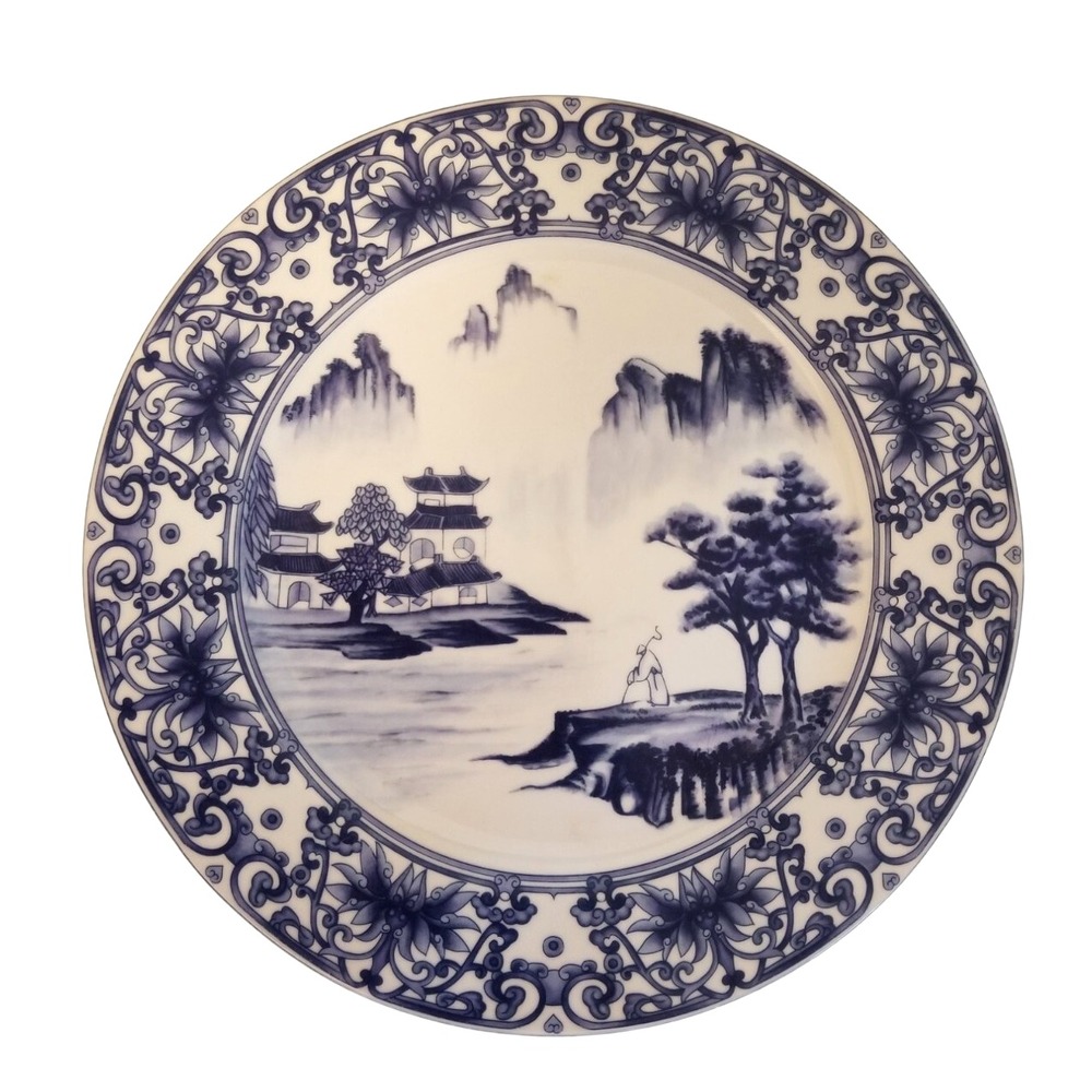 CANTON BLUE ASIAN ORENTIAL PAGODA SALAD PLATE VINTAGE